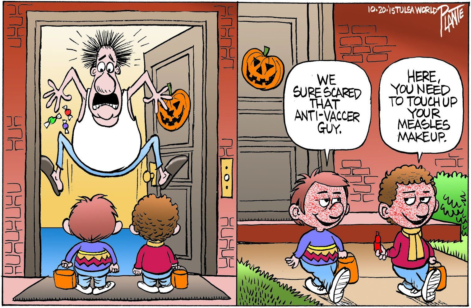 Bruce Plante Cartoon: Anti- vaccine halloween trick